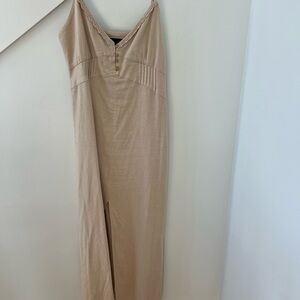 Zara Beige Jumpsuit with Lace Trim